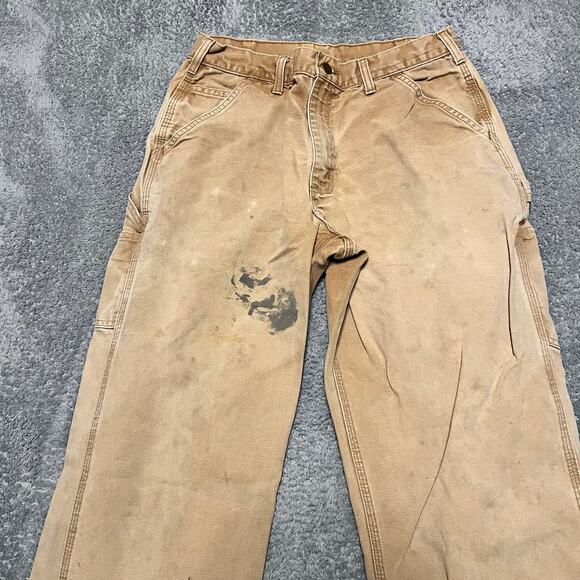 Carhartt Pants Mens 32 X32 Dungaree Light Brown Tan Distressed Carpenter - Picture 2 of 10
